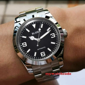 39mm BLIGER black dial sapphire glass 24 jewels NH35 PT5000 automatic mens watch - Picture 1 of 22