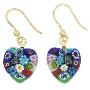 Pendientes Corazón GlassOfVenice Cristal de Murano Millefiori - Dorado Multicolor - Imagen 1 de 6