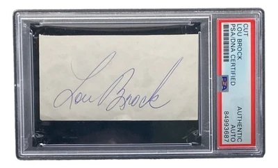 Lou Brock St. Louis Cardinals Signed Slabbed Cut Signature PSA/DNA - Image 1 of 4