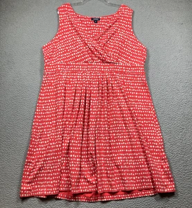 Lands' End kurzes Kleid Damen Plus 3X koralle hellbraun gepunktet ärmellos Babydoll - Bild 1 von 10