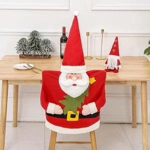 Christmas Seat Covers Christmas Chair Slipcover Ornaments Decor Christmas Santa - Picture 1 of 7