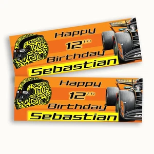 Formula One D4 Racing themed Art Personalised Birthday Celebration Party Banner - Picture 1 of 9