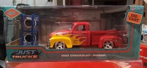 2018 Jada Just Trucks 1953 Chevrolet Pickup Red w/Yellow Flames 1/24 Diecast - Picture 1 of 6