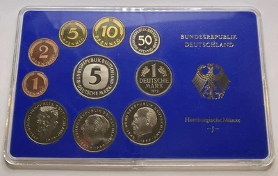 1979-J GERMANY - OFFICIAL PROOF SET (10) - HAMBURG MINT - PFENNIG & MARK - RARE - Image 1 of 4