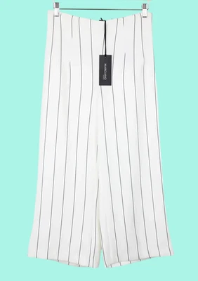 GUESS BY MARCIANO Crop Palazzo Stripe Printed Trousers Women's UK 9 Side Zip - Image 1 of 4
