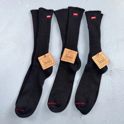 Levi's Men's Socks Regular Cut Shoe Size 10-13 Soft Cotton Black 2000s Y2K VTG - Image 1 of 4