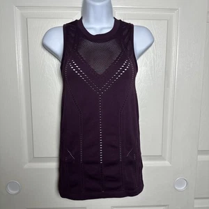 Camiseta sin mangas de entrenamiento de malla púrpura Athleta talla XS perforada ventilada gimnasio playero - Imagen 1 de 10