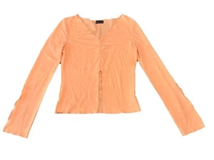 Wet Seal Babydoll Top Sz M Vtg Y2K Semi Sheer Split Front Flared Split Sleeve - Picture 1 of 11