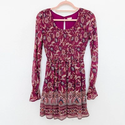 Vestido Hollister Mujer Talla XS Rosa Floral Calado Manga Larga Boho Cottagecore Foto 1 de 4