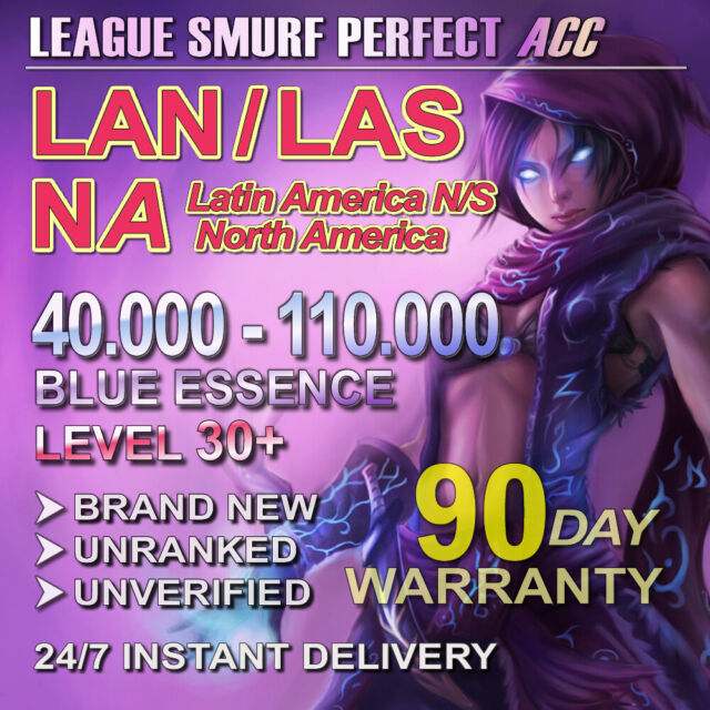 EUW League of Legends LOL Smurf 40K 50K 60K 70K 80K 100K BE IP Level 30  Unranked