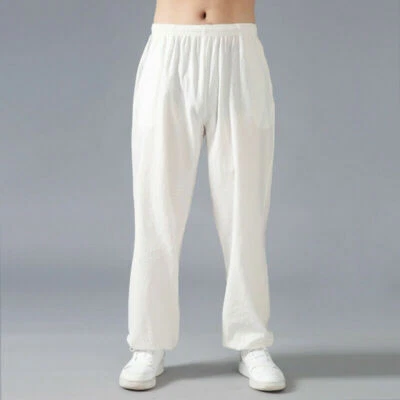 Pantalones de Tai Chi Artes Marciales de Lino Pantalones Chinos de Kung Fu Wushu con Bolsillo Lo último Foto 1 de 4