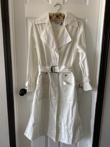 Cappotto lungo militare Coach taglia 6 bianco giacca con cintura $795 nuovo con etichetta