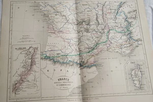CARTE ANCIENNE COULEURS FRANCE AGRICOLE PART 2 1865 ATLAS BOUILLET R682 - Picture 1 of 1
