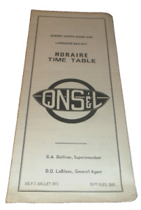 JULY 1971 QUEBEC NORTH SHORE & LABRADOR QNS&L PUBLIC TIMETABLE