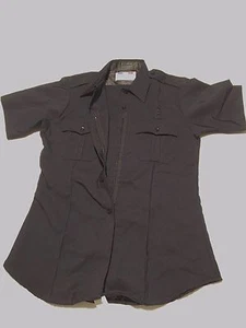 FLYING CROSS LADIES DELUXE WOOL BLEND SHORT SLEEVE SHIRT, ZIP CLOSURE, NAVY, 36 - Picture 1 of 3