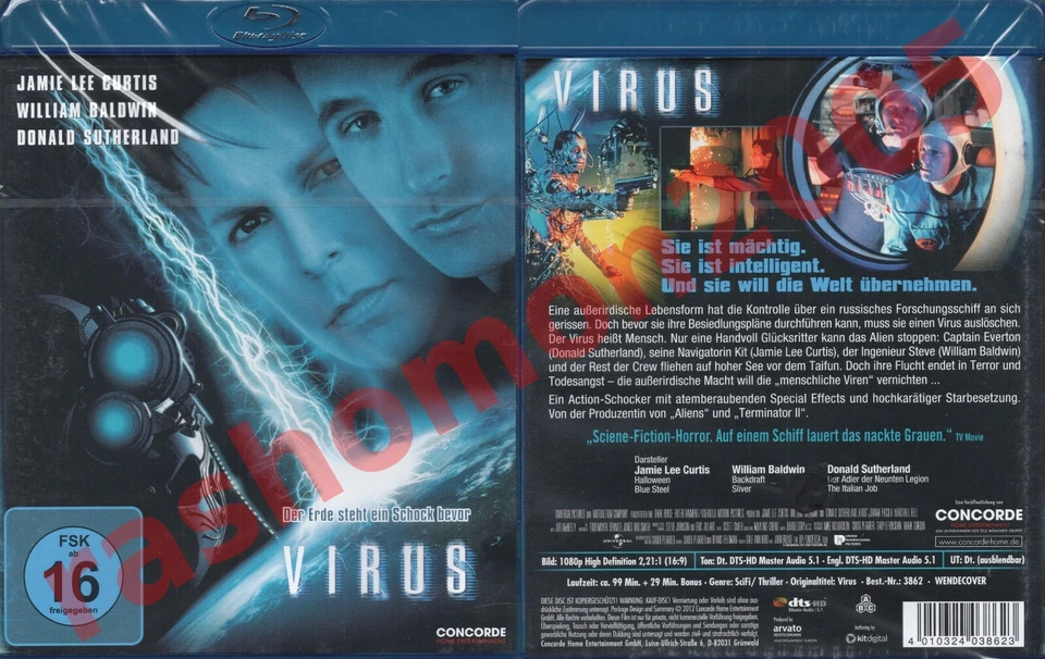 Blu-ray VIRUS Jamie Lee Curtis William Baldwin Donald Sutherland Region B/2 NEW - Image 1 of 1