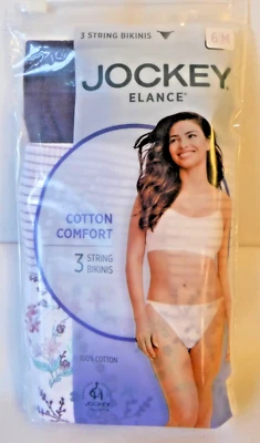 Bragas de bikini Jockey para mujer Elance de 3 cuerdas talla 6 ciruela a rayas florales 1483 Foto 1 de 4