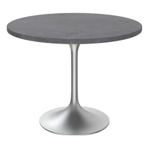LeisureMod Verve 36" Round Dining Table Sintered Stone Top and Chrome Base Gray - Picture 1 of 9