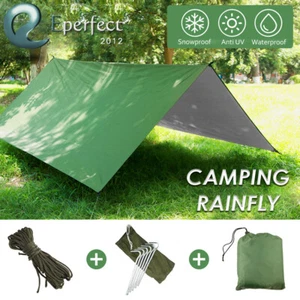 Waterproof Camping Tent Tarp Shelter Hammock Cover Lightweight Rain Fly 10x10 ft - Picture 1 of 8