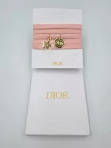 Dior Noveltt Pink Ribbon Bracelet Chocker with star / round gold charms - Picture 1 of 3