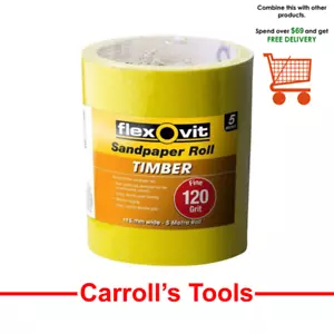 Flexovit 115mm x 5m 120 Grit Timber Sandpaper Roll - Picture 1 of 1