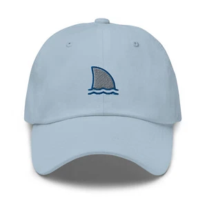 Shark Fin Embroidered Baseball Cap Cotton Adjustable Sun Dad Hat Multiple Colors - Picture 1 of 9