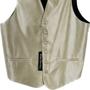 Bruno Piattelli Roma Men's 4 Piece Beige with Black Vest Set Tie Bow Tie Hanky - Picture 1 of 4