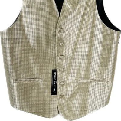 Bruno Piattelli Roma Men's 4 Piece Beige with Black Vest Set Tie Bow Tie Hanky - Image 1 of 4