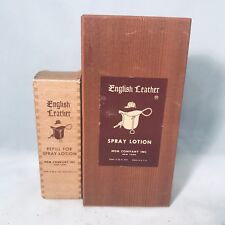 Vintage Full Bottle English Leather Refill Lotion Spray Wooden Box After Shave