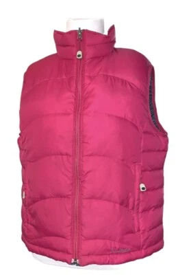 L.L. Bean Womens M Pink Grey Puffer Vest Full Zip Goose Down Pockets Reversible - Image 1 of 4