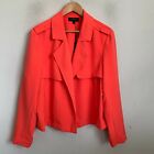 Lane Bryant Womens Jacket Coral Collared Open Front Stretch Polyester Sz 24 NEW