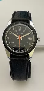Vintage Ultra rare SOLAR Diver watch 17 Jewels Incabloc Swiss 5ATM TESTED BLACK - Picture 1 of 18