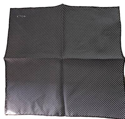 NWT ETON Silk Pocket Square Black/White Polka Dot One Size Made in Italy - Image 1 of 3