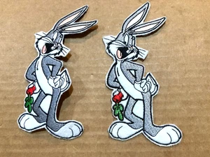 2 VINTAGE BUGS BUNNY Embroidery Patch Sew Fabric Applique 5 INCH HIGH BRAND NEW - Picture 1 of 2