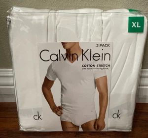 Calvin Klein Men's V-Neck Tee CK Logo Classic Fit 3-pack White Size XL NEW - Picture 1 of 6