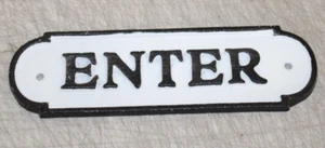 Gusseisen ENTER Schild schwarz-weiß BAUERNHAUS LANDHAUS DEKO - Bild 1 von 2