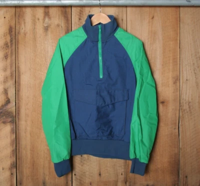 Chaqueta Pullover Vintage Azul y Verde con Bolsa Canguro Bolsillo Juvenil Talla M Foto 1 de 4