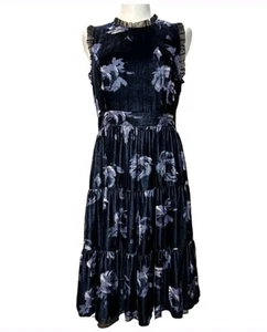 Kate Spade Women's New York Night Rose Ruffle-trim Velvet Dress Navy S.2 NWOT - Picture 1 of 11