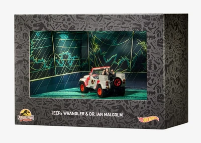 Hot Wheels Collectors Jurassic Park Jeep Wrangler & Dr Ian Malcolm Figure 1:64 - Image 1 of 4