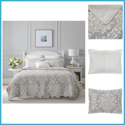 Elegant Grey King Quilt Set - 100% Cotton Reversible Bedding for All Seasons - Изображение 1 из 4