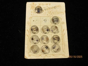 Antique set of 12 small glass buttons - original card - Austria - old button - Picture 1 of 3
