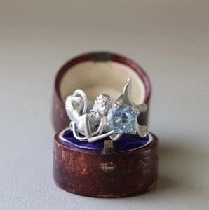 Mermaid Ring - Dreamy Blue Crystal Delicate Gift - Picture 1 of 10