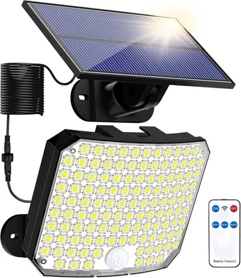Solar Security Light 118LEDs Motion Sensor Remote Control 3 Modes Waterproof NEW - Image 1 of 4