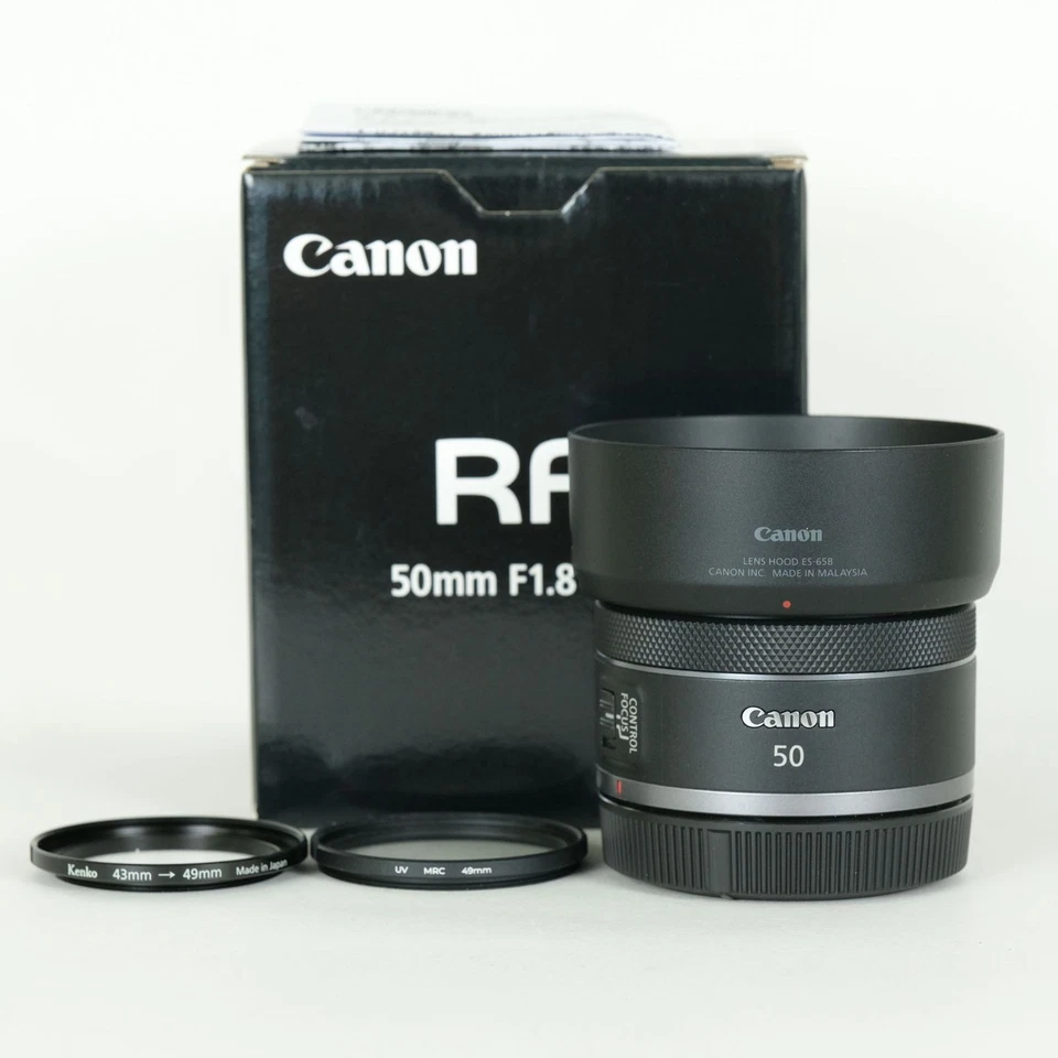 Canon RF50mm F1.8 STM Lens with Filter Hood and Front Cap Back Cap Included Japa - Image 1 of 4