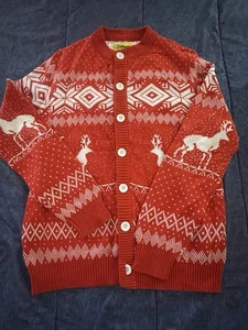 Tipsy Elves Ugly Christmas Sweater Red & White Rentier-ing Button-Up Cardigan - Bild 1 von 7