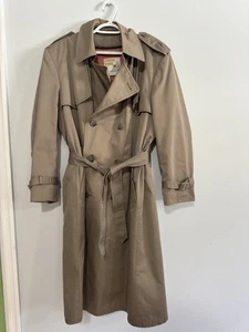 Towne London Fog Men's 40 Reg Vintage Tan Lined Long Overcoat Trench Coat - Picture 1 of 13