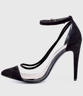 BCBGeneration  BLACK SUEDE HEELS — CLEAR  PUMPS  SEE-THROUGH — NEW — Size 7  7.5 - Изображение 1 из 4