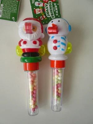 Süßigkeiten 2 Süßigkeitenspender Becky's Drückfiguren Schneemann, Weihnachtsmann - Bild 1 von 4