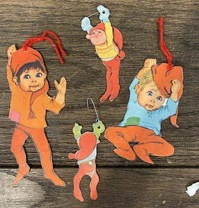 Vintage 50er Jahre Papier Weihnachtselfe Ornamente. 6”,5”,4” Top Zustand - Bild 1 von 5