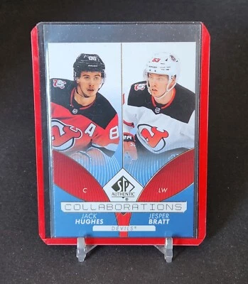 2022-23 SP Authentic Collaborations Blue #C6 Jack Hughes Jesper Bratt - Image 1 of 2